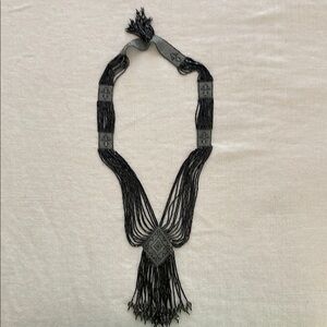 Elegant Vintage Art Deco Smokey Black Beaded Necklace